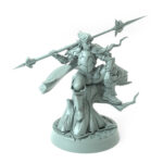 Highly detailed 3D-printed elven warrior with a dynamic pose atop a tree base perfect for fantasy RPGs and collectors.