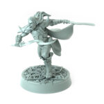 Highly detailed 3D-printed elf warrior in a dynamic pose perfect for tabletop RPGs and fantasy collections.