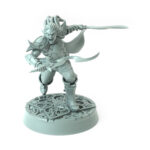 Highly detailed 3D-printed elf warrior in a dynamic pose perfect for tabletop RPGs and fantasy collections.