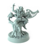 Elegant 3D-printed elven bard playing a harp perfect for fantasy RPG campaigns and collectors.