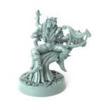 Elegant 3D-printed elven bard playing a harp perfect for fantasy RPG campaigns and collectors.