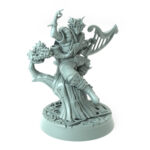 Elegant 3D-printed elven bard playing a harp perfect for fantasy RPG campaigns and collectors.