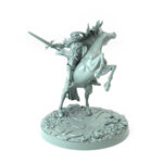 Epic 3D-printed model of an elf rider on a rearing unicorn perfect for fantasy enthusiasts and tabletop games.