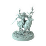 Intricately designed 3D-printed elf riding a galloping deer perfect for RPG and collectors.