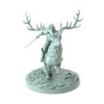 Intricately designed 3D-printed elf riding a galloping deer perfect for RPG and collectors.