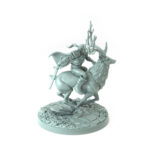 Intricately designed 3D-printed elf riding a galloping deer perfect for RPG and collectors.