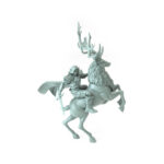 Elegantly crafted 3D-printed elf riding a rearing antlered deer perfect for RPG enthusiasts and collectors.