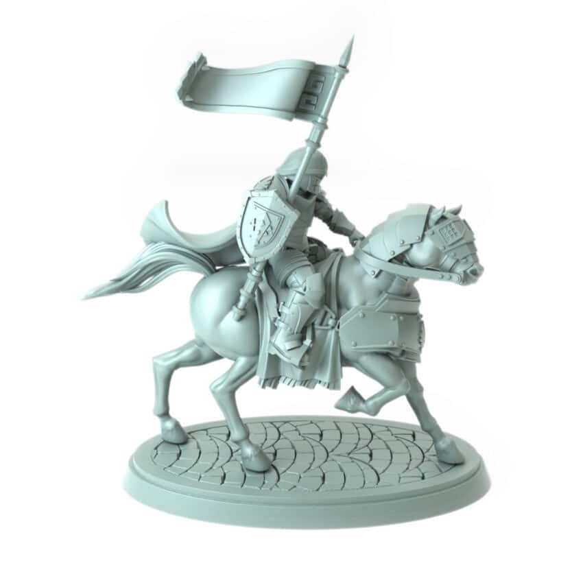 3D-printed city guard figure wielding a lance for RPGs and wargames