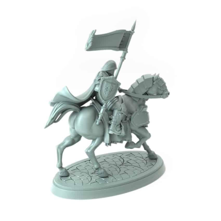 3D-printed city guard figure wielding a lance for RPGs and wargames