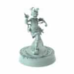 3D-printed fantasy miniature Evangeline Running on rocky base