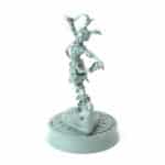 3D-printed fantasy miniature Evangeline in joyful statue pose