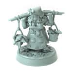 Farmer Agnalin 3D printed dwarf female carrying baskets with fish and vegetables