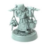 Farmer Agnalin 3D printed dwarf female carrying baskets with fish and vegetables