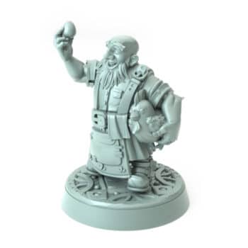 Farmer Dwokhud 3D printed dwarf male with egg and chicken