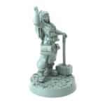 Female blacksmith miniature raising hand and holding hammer 3D printed for tabletop role-playing