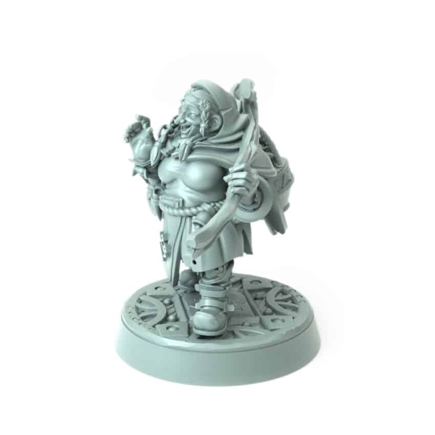 Female Herbalist Doona 3D printed dwarf healer with herbs and potions