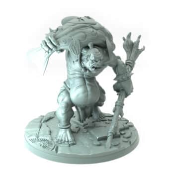 Fisher Troll 3D-printed large troll monster with fish and spear tabletop gaming