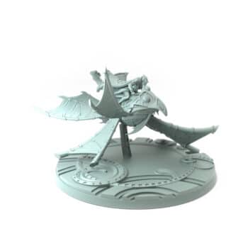 3D-printed flying character from Aethernals theme with detailed wings and rider