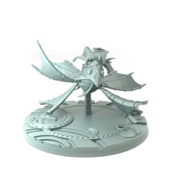 3D-printed flying character from Aethernals theme with detailed wings and rider