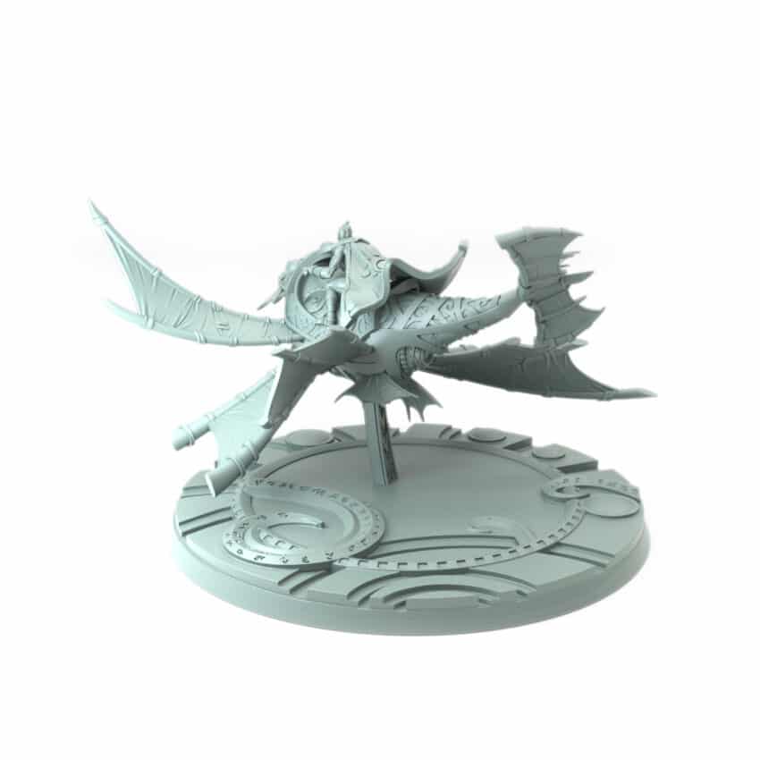 3D-printed flying character from Aethernals theme with detailed wings and arcane design