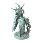 3D printed GRakha Uzkor A Orc warlord with twisted horns and cleaver fantasy tabletop miniature