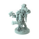 3D printed GRakha Uzkor B Orc warlord with dual axes fantasy tabletop miniature