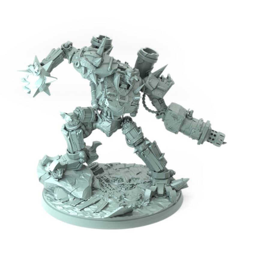 Goblin Meka Pose B Cigar Head goblin fighter meka suit 3D printed miniature