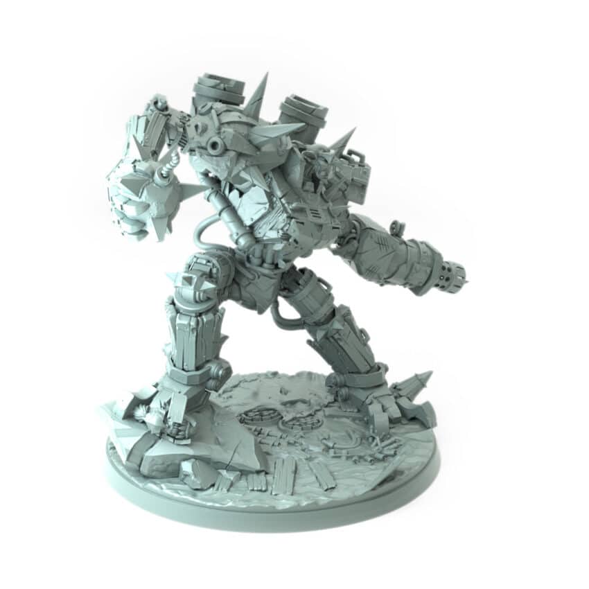 Goblin Meka Pose B Cigar Head goblin fighter meka suit 3D printed miniature