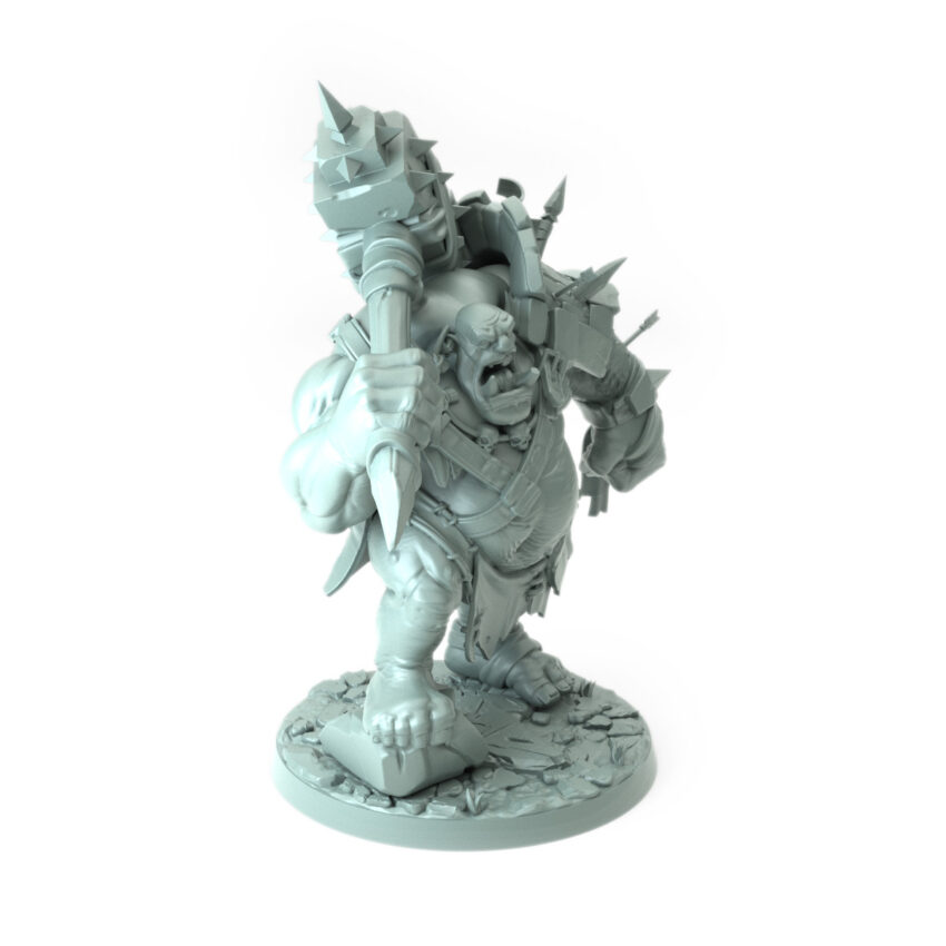 3D printed Gorlic A Orc war brute with spiked mace fantasy tabletop miniature