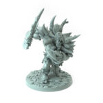 3D printed Gromok The War Tyrant B Orc warlord with twisted blade and spiked armor fantasy tabletop miniature