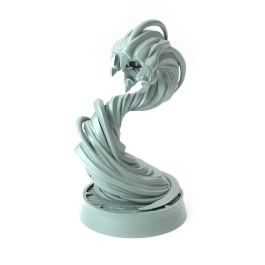 3D-printed fantasy miniature Gust Crawler swirling wind elemental