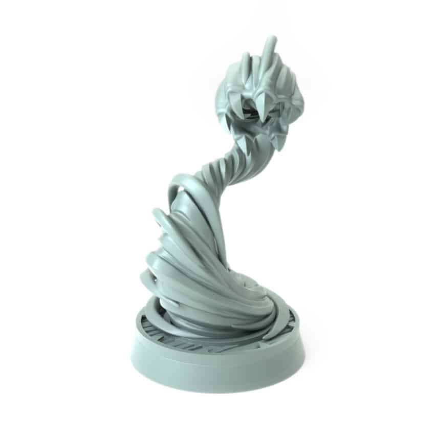 3D-printed fantasy miniature Gust Crawler swirling wind elemental