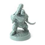 3D-printed half-orc guard wielding a mace for tabletop RPGs and wargames