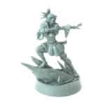 3D-printed fantasy miniature Isolde surfing on ice with magical power