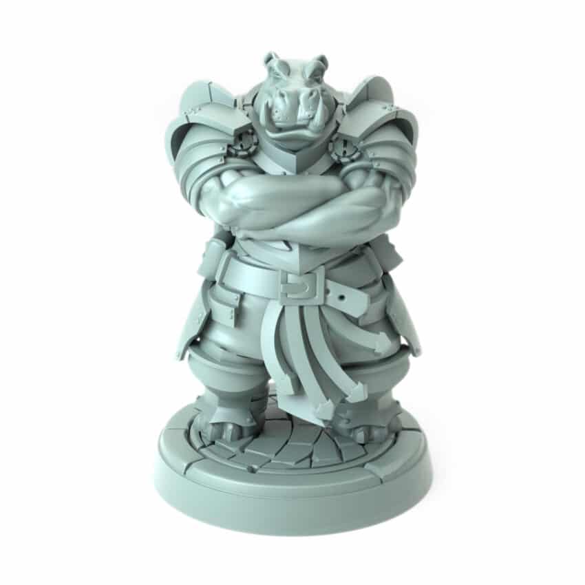 3D-printed warrior with war hammer for tabletop RPGs and wargames