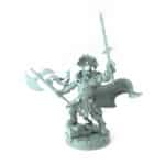 3D-printed hero miniature with sword and axe for tabletop RPGs and wargames