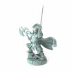 3D-printed hero miniature with sword and axe for tabletop RPGs and wargames