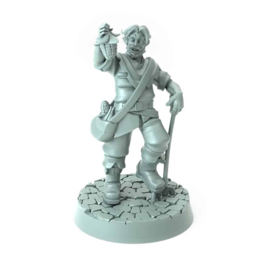 Villager miniature holding a harvested corn and farming tool 3D printed for tabletop role-playing