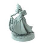 Noblewoman miniature holding a fan and lifting her gown 3D printed for tabletop role-playing