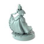 Noblewoman miniature holding a fan and lifting her gown 3D printed for tabletop role-playing