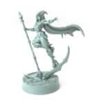 3D-printed fantasy miniature Lilith with scythe and flowing cloak