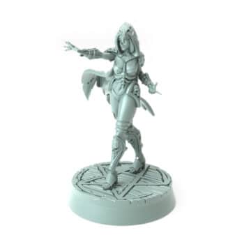 3D-printed fantasy miniature Lilith Walking with dark magical aura