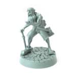 Old man miniature with long beard leaning on a staff 3D printed for tabletop role-playing