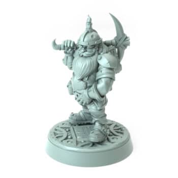 Male Miner Gruvar 3D printed dwarf with mining gear and pickaxe