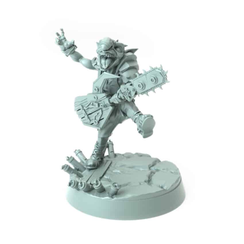 Maniac Pose E Sawbard Strummer goblin fantasy 3D printed miniature for tabletop games