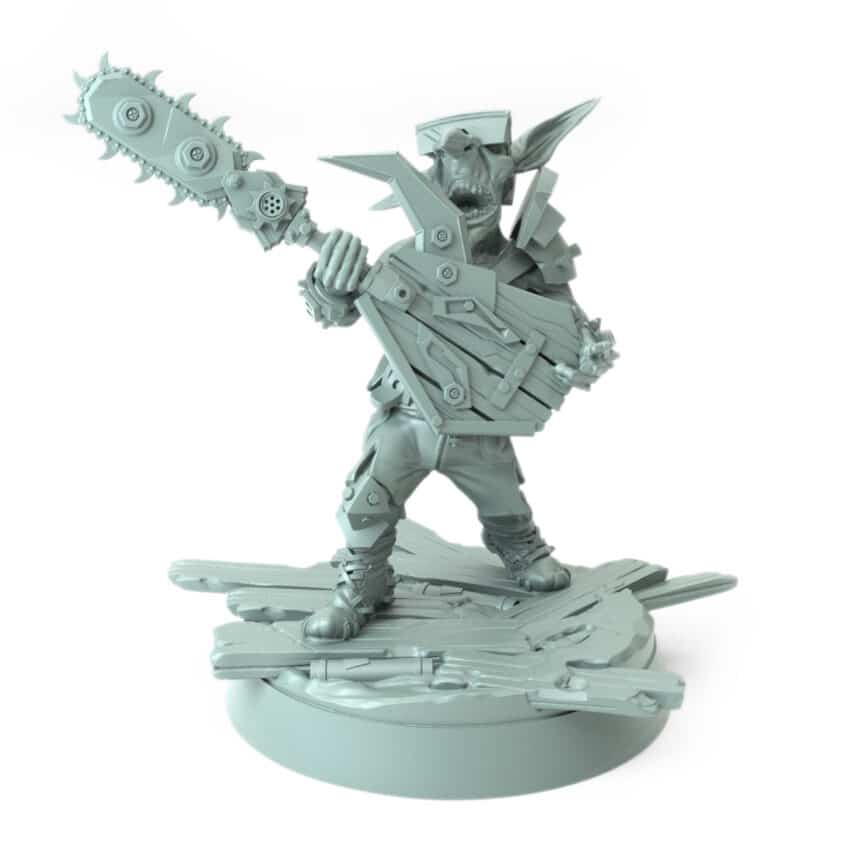 Maniac Pose H Solo Sawbard goblin fantasy 3D printed miniature for tabletop games