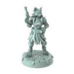 3D-printed feline warrior with intricate armor and pistol for RPGs and tabletop games