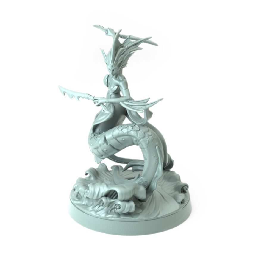 High-detail 3D-printed model of Merkyes Siren Scouts B featuring a dynamic siren scout with dual blades.