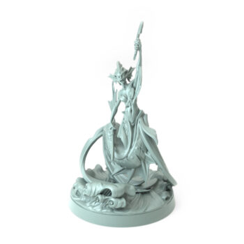 High-detail 3D-printed model of Merkyes Siren Scouts D featuring a trident-wielding siren with a commanding presence.