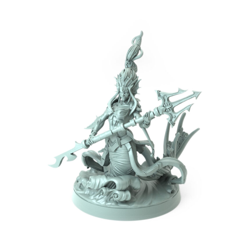 High-detail 3D-printed model of Merkyes Trident Battalion B featuring a commanding sea warrior with a trident.